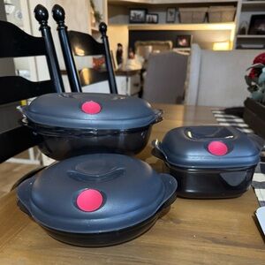 Tupperware Black and Pink Food Storage Set